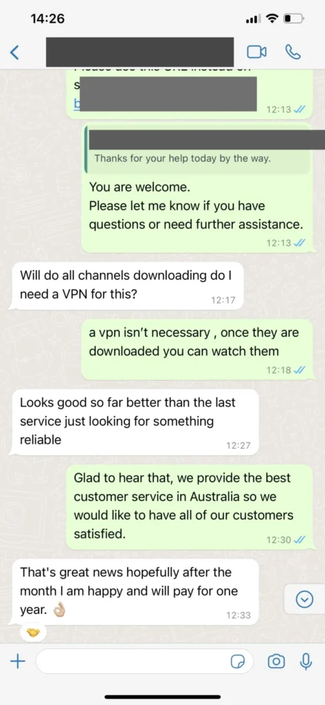 WhatsApp chat screenshot van geverifieerd support gesprek 3